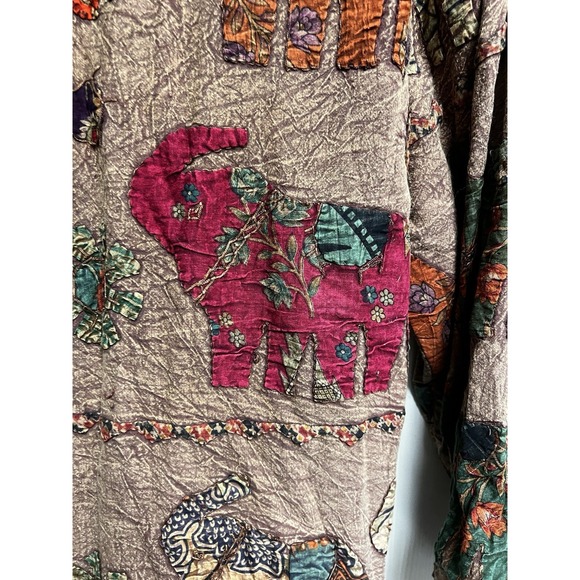 026-004 Orvis Elephant Applique Cotton Jacket Brown Button Front Women's Small‎ - Picture 9 of 11
